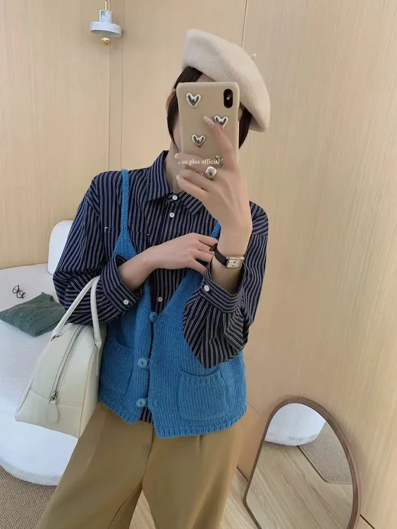 春秋季新款韩版时尚百搭显瘦吊带背心女设计感小众无袖上衣三颗扣