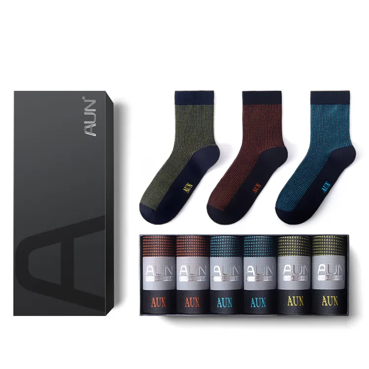 AUN防臭袜子男中筒棉质长筒男袜休闲春秋款男袜子