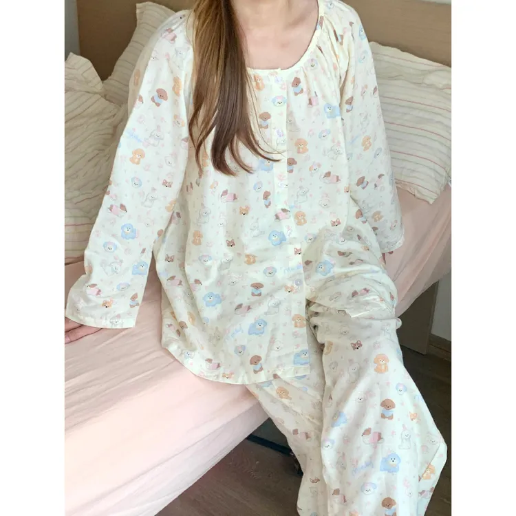 【软萌小狗】ins可爱印花长袖睡衣女套装秋款新款休闲舒适家居服