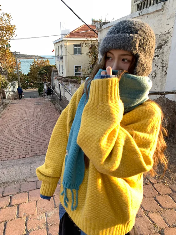 菠萝纹毛衣2025春季新款多巴胺软糯套头针织衫打底外穿女