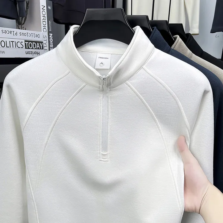 立领长袖几何秋季拉秋季薄款男士立领拉链卫衣外套