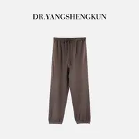 杨圣坤2025新品美丽诺羊毛混纺抽绳松紧腰束脚休闲裤S82592343