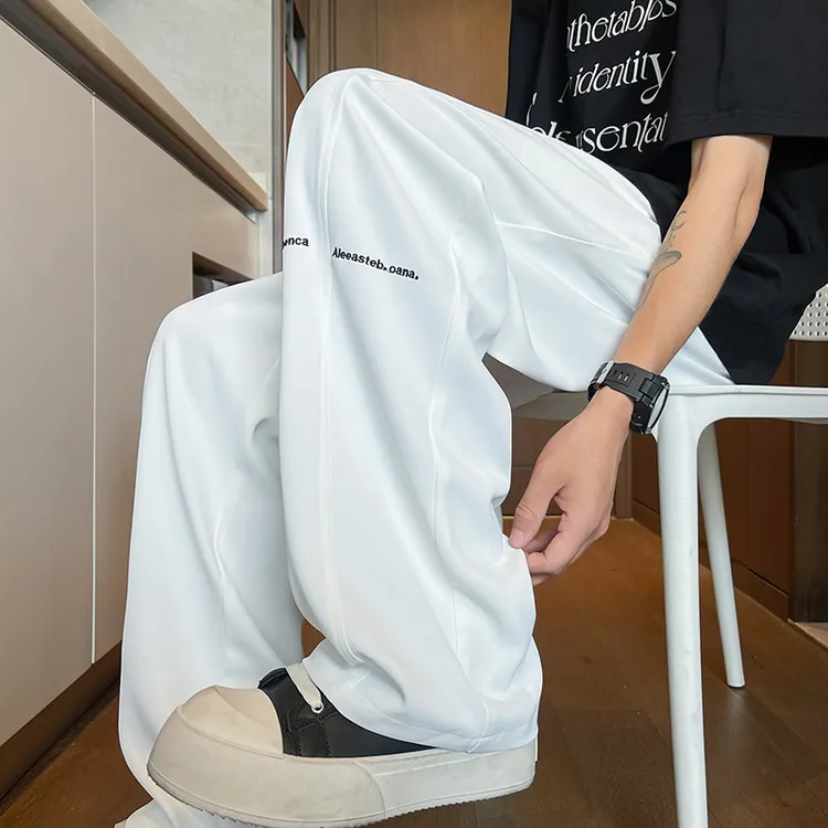 凉感冰丝休闲裤男款夏季潮流大码垂感直筒裤美夏季垂感冰丝运动裤