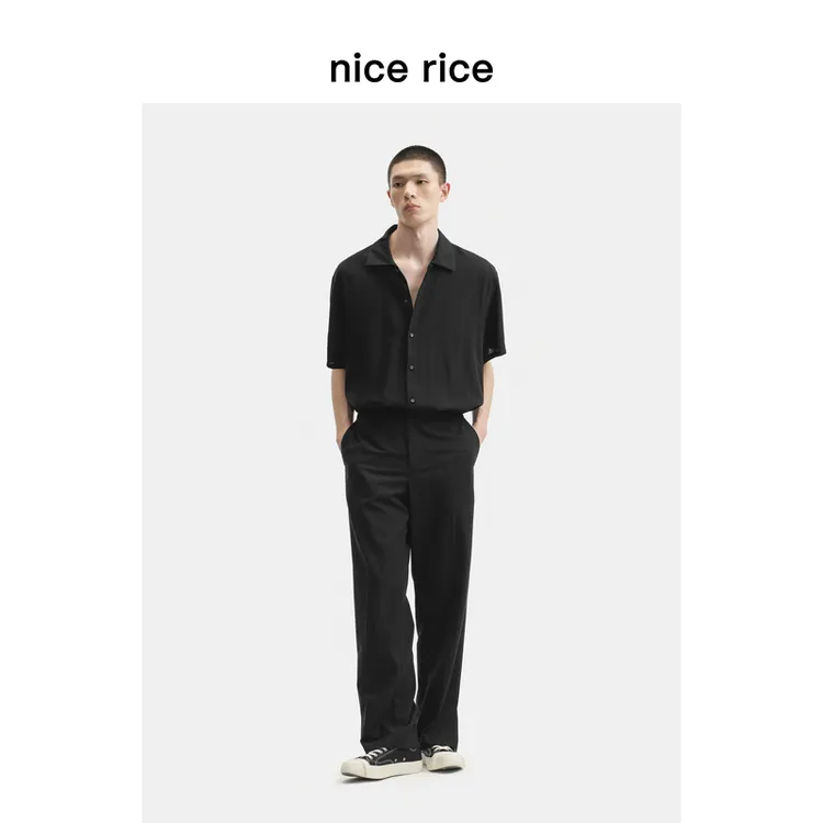 nice rice好饭 25夏季新品莱赛尔混纺直筒开衩休闲裤长裤NHX11107