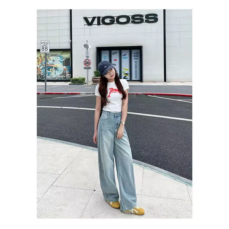 【现货+运费险】夏季薄款牛仔裤阔腿裤女窄版弯刀裤宽松显腿长