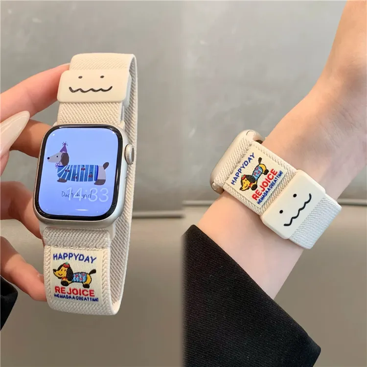 涂鸦香肠狗适用华为手表fit4表带编织磁吸扣fit3手表表带fit2腕带