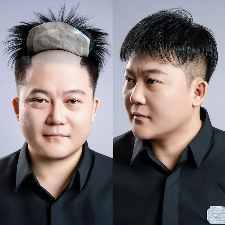 全递针生物薄边天花板男士额头刘海假头顶发片男士