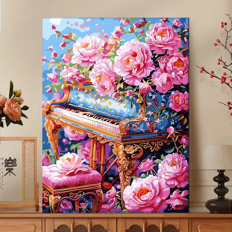 高品质数字油画diy手工填色新年风景丙烯画墙面客厅装饰挂画
