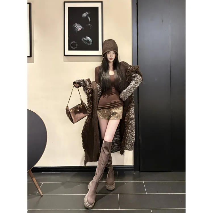 GUIDI GUDI【塞纳河畔】时尚浪漫风长款外套/黄加蓝