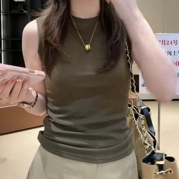 2025新款时尚气质百搭显瘦设计感净版背心无袖上衣LK2505140