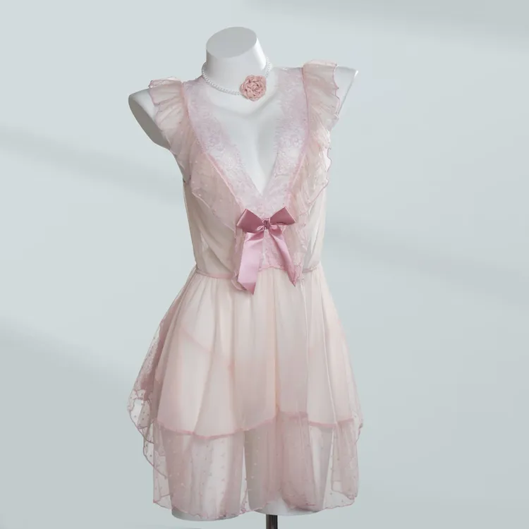 情话【80-170斤】浪漫气质甜美清凉透气夏季四季大码睡裙  瑰4812