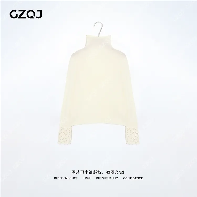 老琴私服【白茶清欢】100羊毛静奢风通勤羊毛衫堆堆领毛衣冬季98679