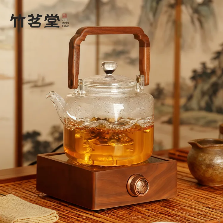 胡桃木电陶炉煮茶器围炉煮茶烧水壶提梁壶煮茶壶家用电磁炉茶炉