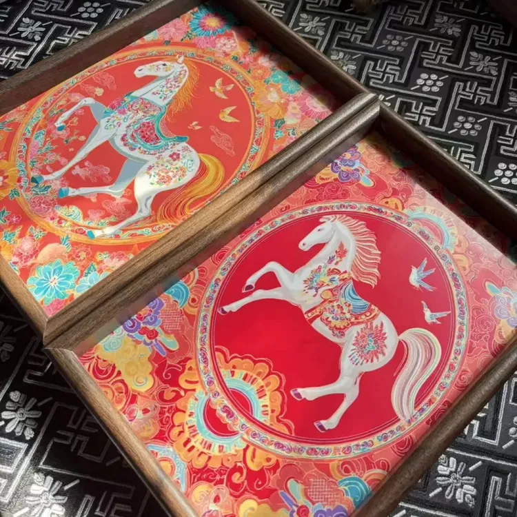 【小辣椒专属】复古典彩虹马盘摆件玄关客厅创意置物盘珠宝首饰零食家用收纳盘