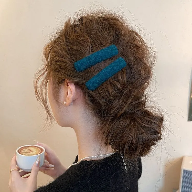 简约毛绒bb夹发夹女侧边夹毛茸茸一字夹子碎发卡前额刘海夹头饰