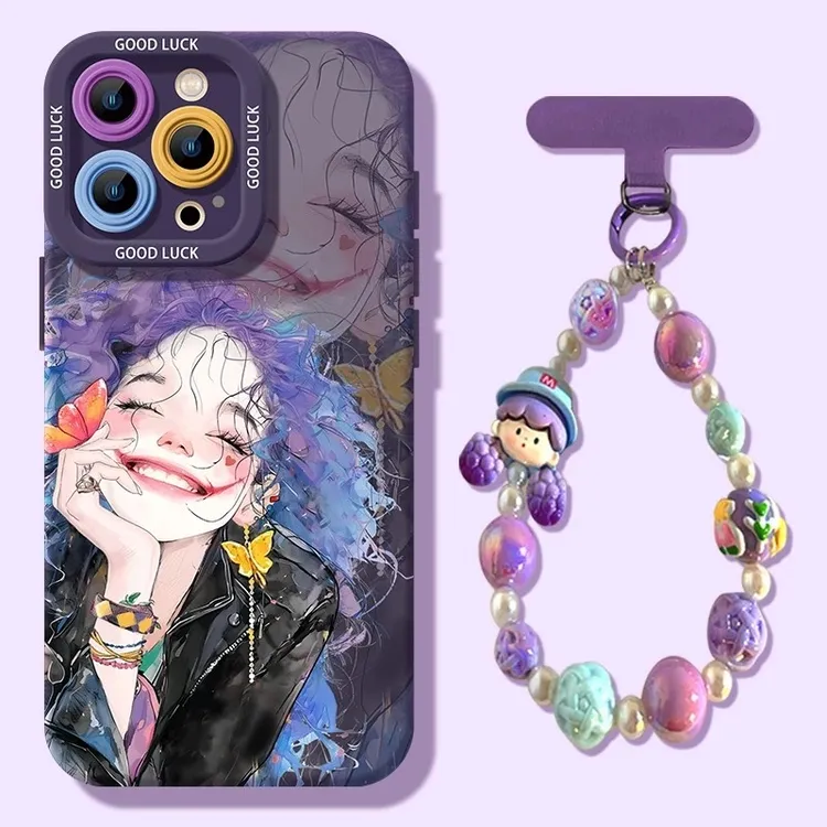 适用大笑小丑女孩苹果16promax新款手机壳华为oppovivo小米15