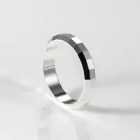 925银戒指 矩形格纹石切面925纯银戒指 小众INS风轻奢男戒女