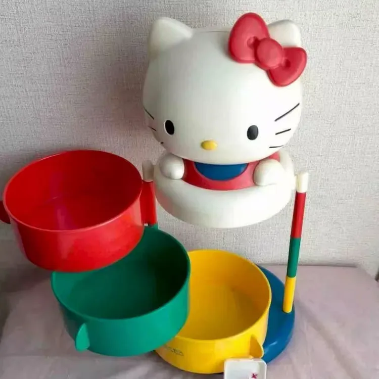 KT三层旋转收纳盒摆件猫头收纳架女生礼物送闺蜜饰品收纳架推拉