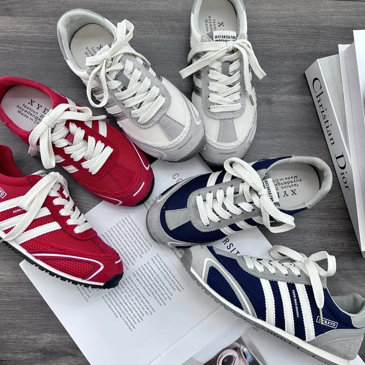 周小美【赛车真皮德迅】休闲透气德训鞋夏秋网面软底防滑德训鞋百搭