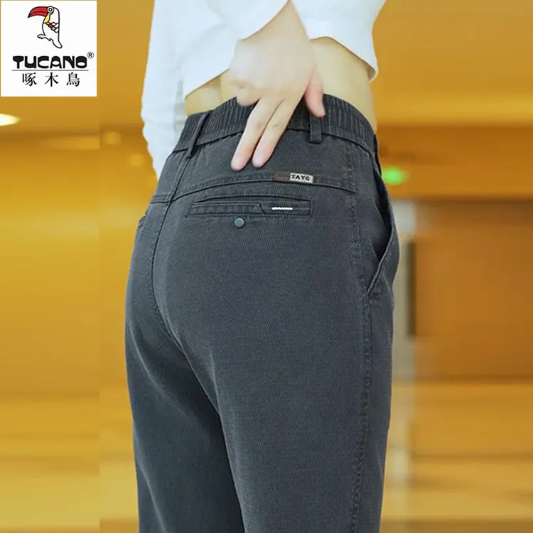 啄木鸟秋冬加绒加厚休闲裤男潮牌2025新款宽松直筒潮流大码爸爸装