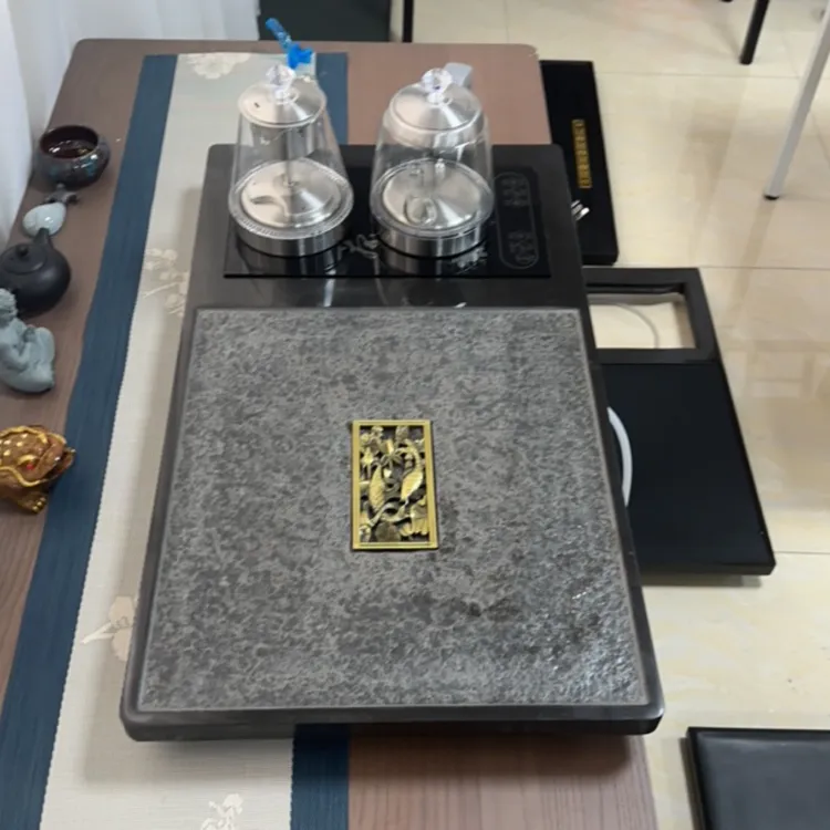 80-45-3天然乌金石家用干泡大茶盘茶海茶具套装