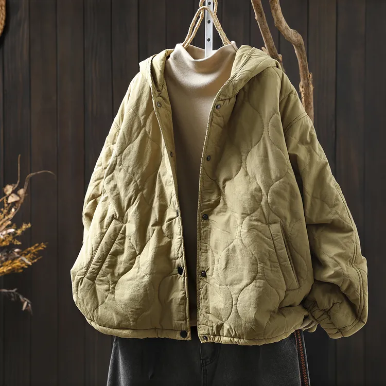 独特超好看外套棉袄女2025新款冬季连帽复古宽松文艺洋气轻薄棉衣