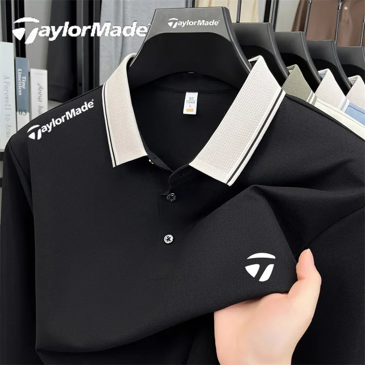 Taylormade泰勒梅高尔夫男士长袖polo衫2025秋季运动休闲速干t恤