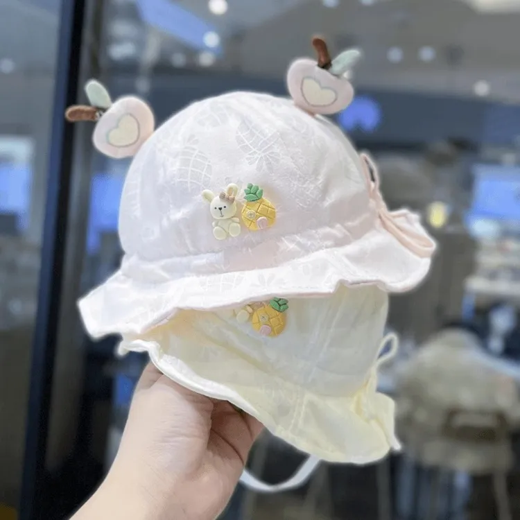 婴儿帽子夏季薄款男宝宝女防晒遮阳渔夫帽婴幼儿太阳帽可调节