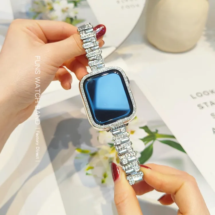 适用appleiwatchS11苹果SE永恒阶梯纯铜蝴蝶扣表带夏天亲肤替换