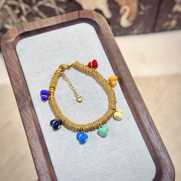 铜合金手链 【七彩葫芦】老铺同款古法珐琅彩七子葫芦盘缠手链