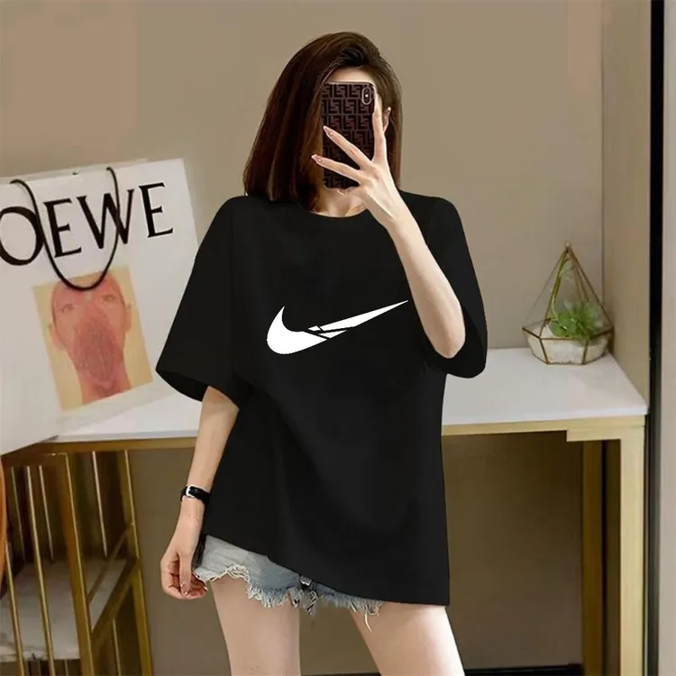 夏季休闲情侣女短袖美式休闲T恤运动ins纯棉宽松男女圆领百搭上衣