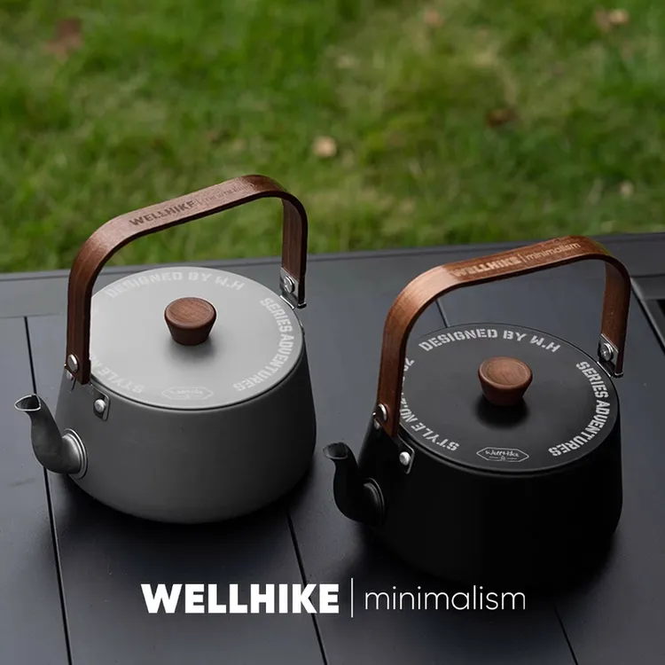 WELLHIKE户外轻野茶壶钛灰色烧水茶具露营便携泡茶煮茶套装烧水壶