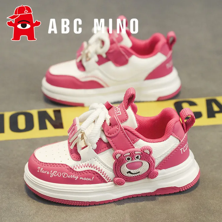 ABC MINO女童鞋2025秋季新款儿童草莓熊软底休闲鞋百搭减震运动鞋