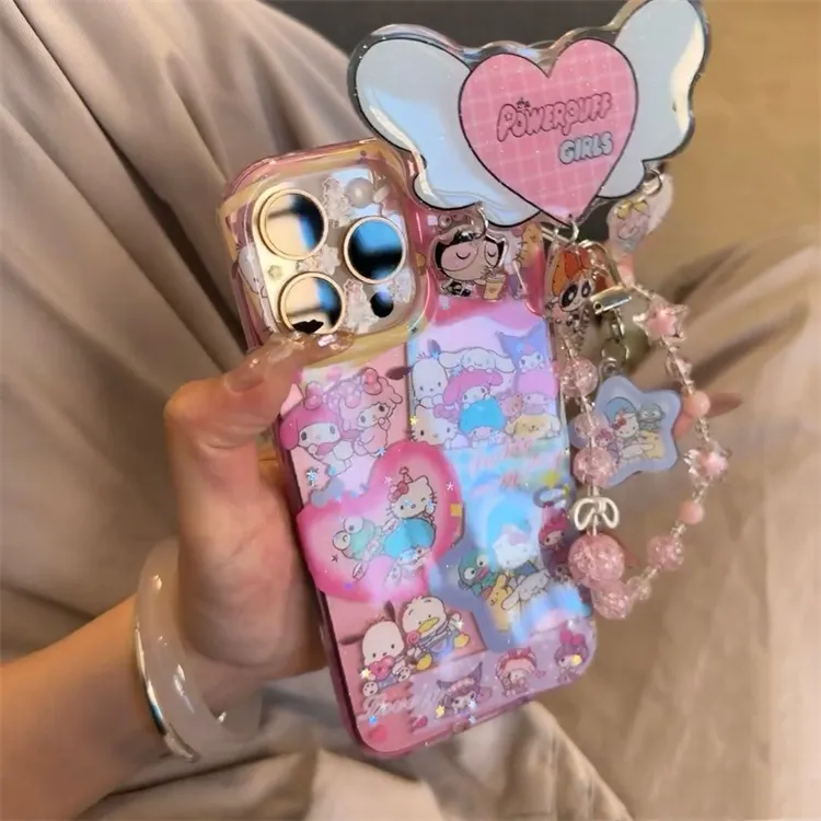 大合照kt猫三丽鸥和小女警适用iPhone16pro手机壳15promax支架14