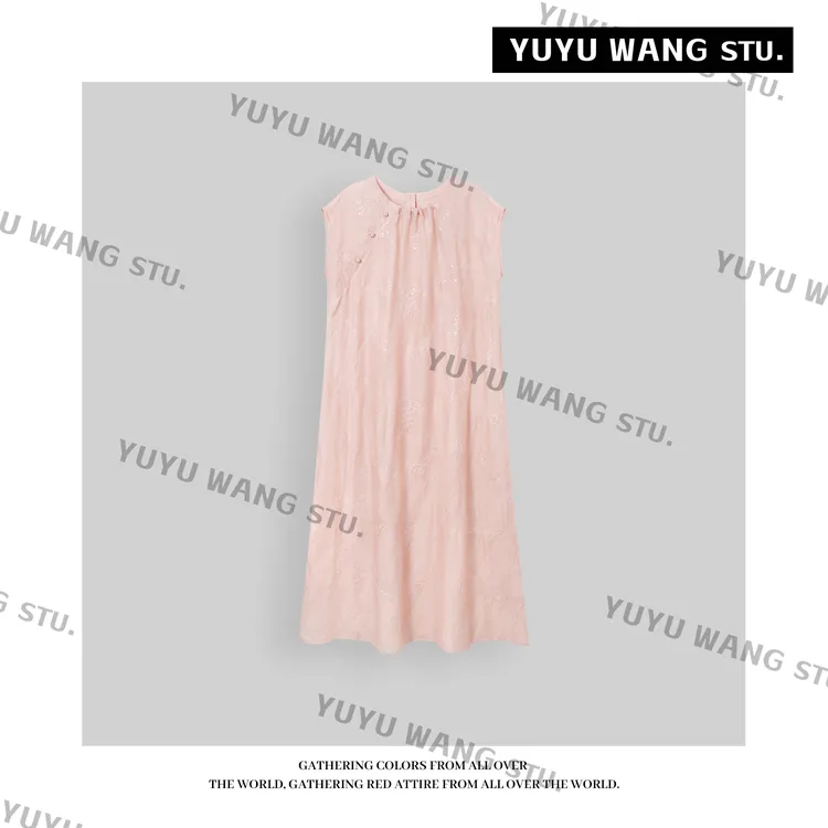 YUYU WANG【藕荷】新中式圆领盘扣连衣裙女国风改良小众高端别致裙