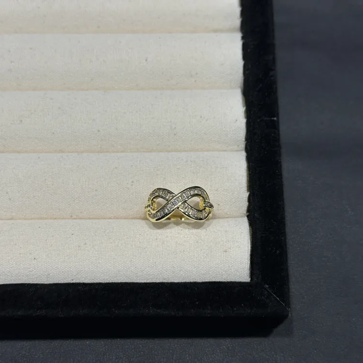 铜合金戒指 GULUM 526 永恒符号满钻闪闪可调节戒指气质轻奢