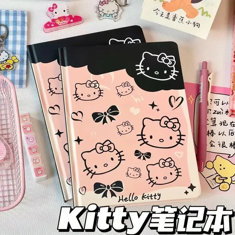 可爱卡通KT猫笔记本全彩页a5硬壳手账本学生日记本记事本