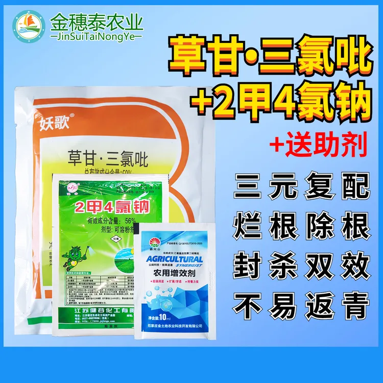 草甘三氯吡2甲4氯钠除草剂小飞蓬牛筋草节节草水恶性杂草颗粒专治