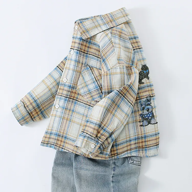 儿童格子衬衫春秋款长袖休闲风男女童宝宝外套秋季