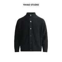 YIHAO STUDIO秋冬男士针织衫毛衣开衫老钱风新贵立领慵懒夹克外套