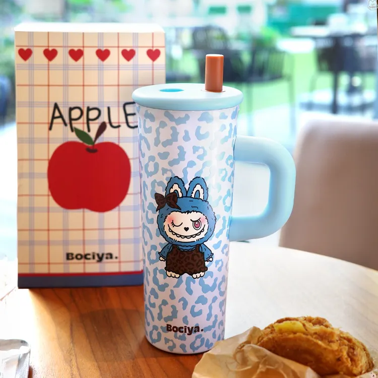 水杯保温杯2025新款大容量新款豹纹高颜值巨保冷冰霸把手车载杯子