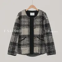 法儿家韩国限定【新品】【香风大鹅】FS510W066复古格纹羽绒服
