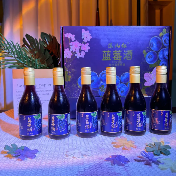 滇儿红晚安蓝莓小酒 微醺半甜型发酵果酒12度礼盒装