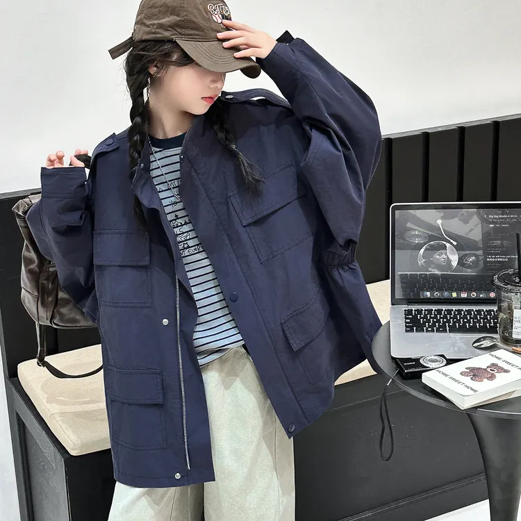 女童外套春秋款2025新款儿童洋气时髦中大童女孩秋季休闲风衣上衣