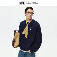 NPC潮牌【青花鹤福】系列果冻胶印花圆领卫衣情侣宽松秋NP59ST01