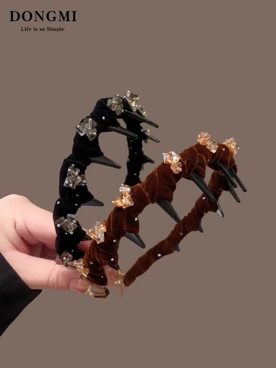 高级感水钻发箍女2025新款高颅顶头箍带齿防滑压发卡发捆发带头饰