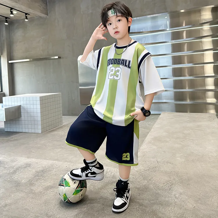 男童夏季速干篮球服套装2025新款中大童帅气短袖两件套夏装球服潮