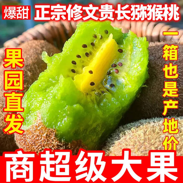 贵州修文新鲜贵长猕猴桃现摘现发皮薄肉厚甜蜜多汁15/30个彩箱