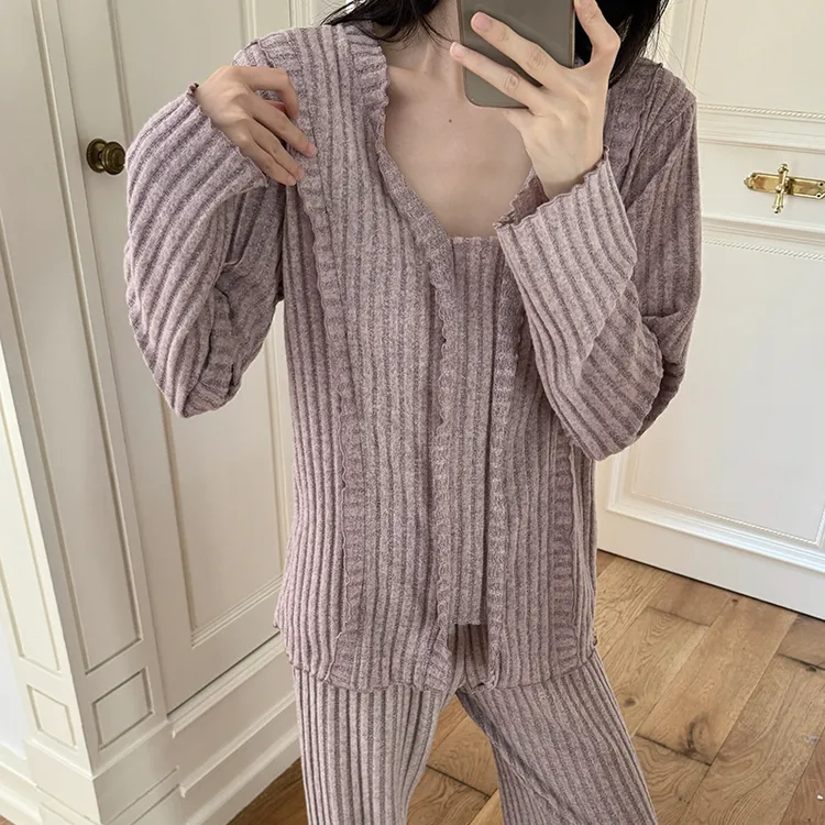 纯欲风高级感花边韩系ins风春秋款睡衣女长袖长裤韩版冬季家居服