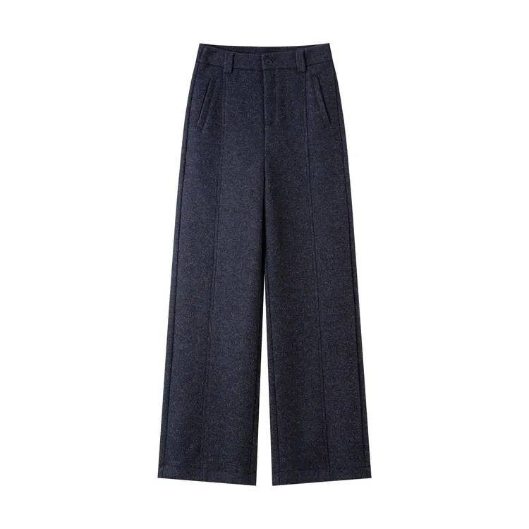 加绒加厚冬季雪花羊毛A字版直筒裤新款显瘦高腰修身百搭休闲女